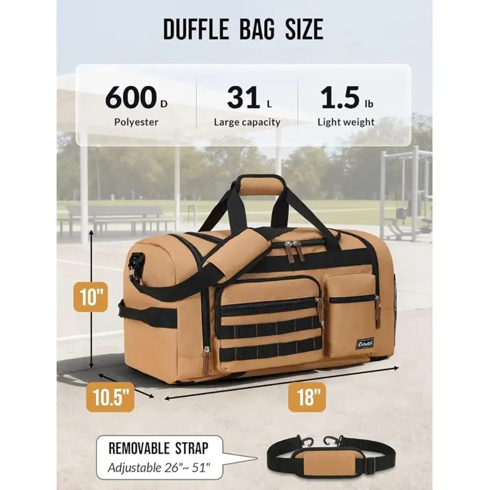 3-in-1 39L Sports Travel Duffel Bag, Gym Bag, Weekender Overnight Backpack-Brown